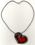 Black, Aventurina, Red, Gold Foil Heart Pendant & Black Cord